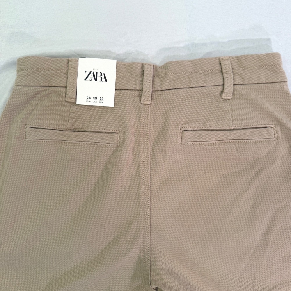 Zara Man Tan Khaki Chino Shorts Size 29 New NWT 8727/425/710 Textured Cotton - Picture 6 of 9